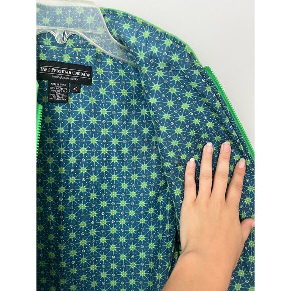 J. Peterman Quilted Jacket Coat Green Equestrian Preppy Old Money Size Small - Picture 4 of 8